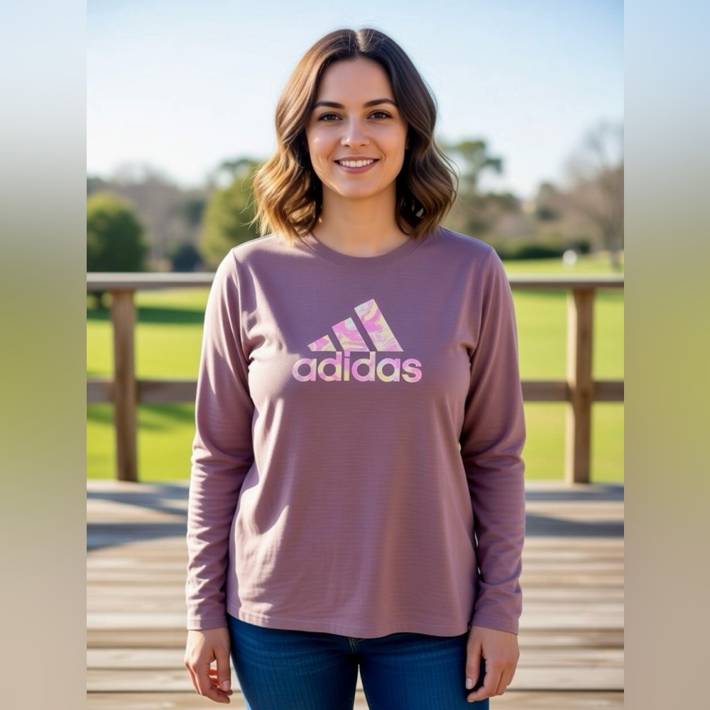 - Adidas 2XL Logo Color Swirl Long Sleeve Tee! NEW! - Picture 8 of 11